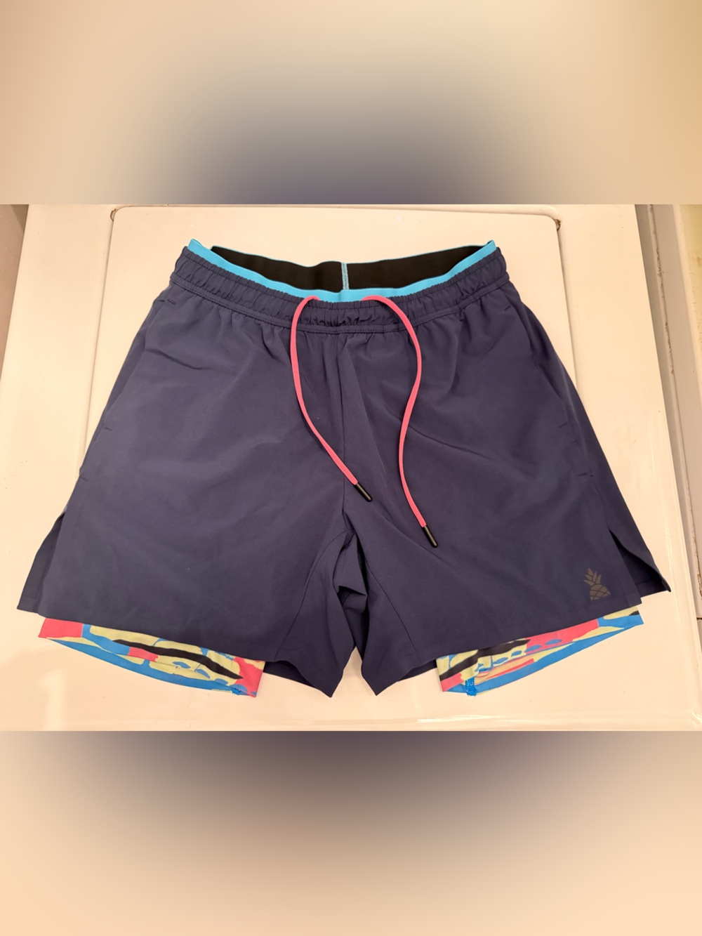 Chubbies | 2-in-1 Ultimate Training Shorts Navy/Pink/Retro Print | Size S